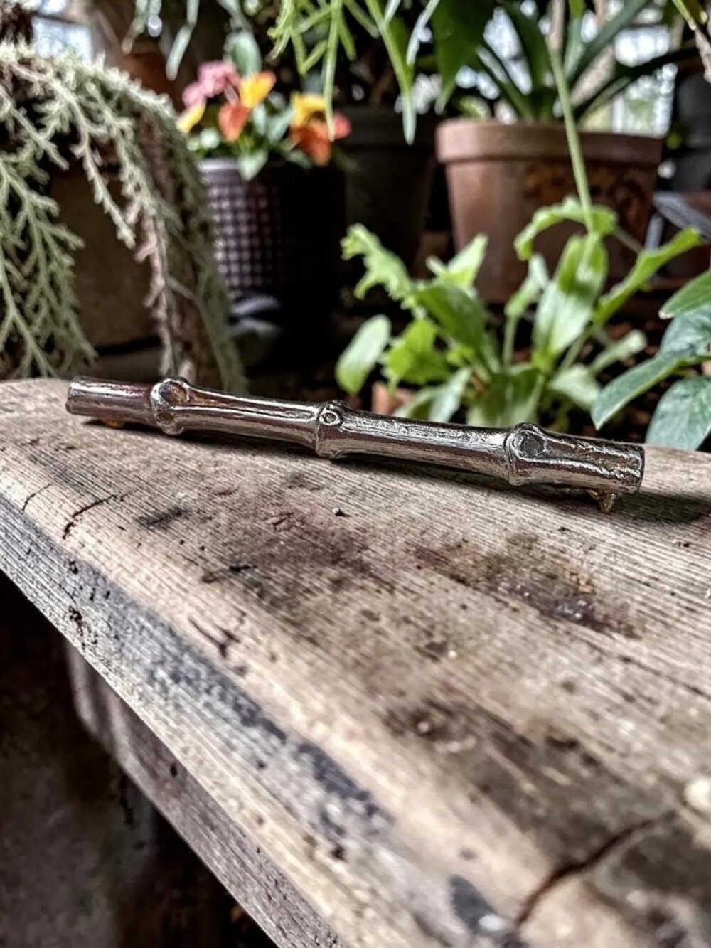 Silver Cast Metal Twig Brooch Pin | Bohemian Scarf Jewelry
